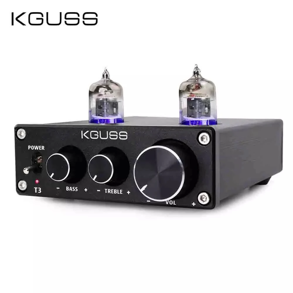 

KGUSS T3 MINI Bile 6J1 Preamp Tube Amplifier Buffer HIFI Audio Preamplifier Treble Bass Adjustment Pre-amps DC12V