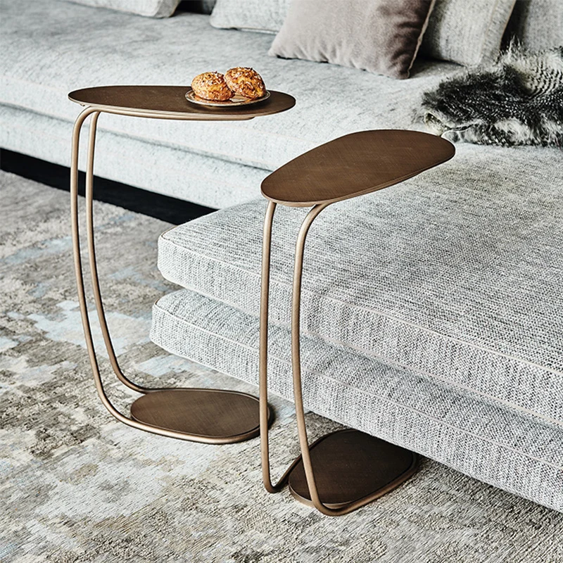 

italian minimal c shape creative movable small coffee table metal simple sofa side table HY