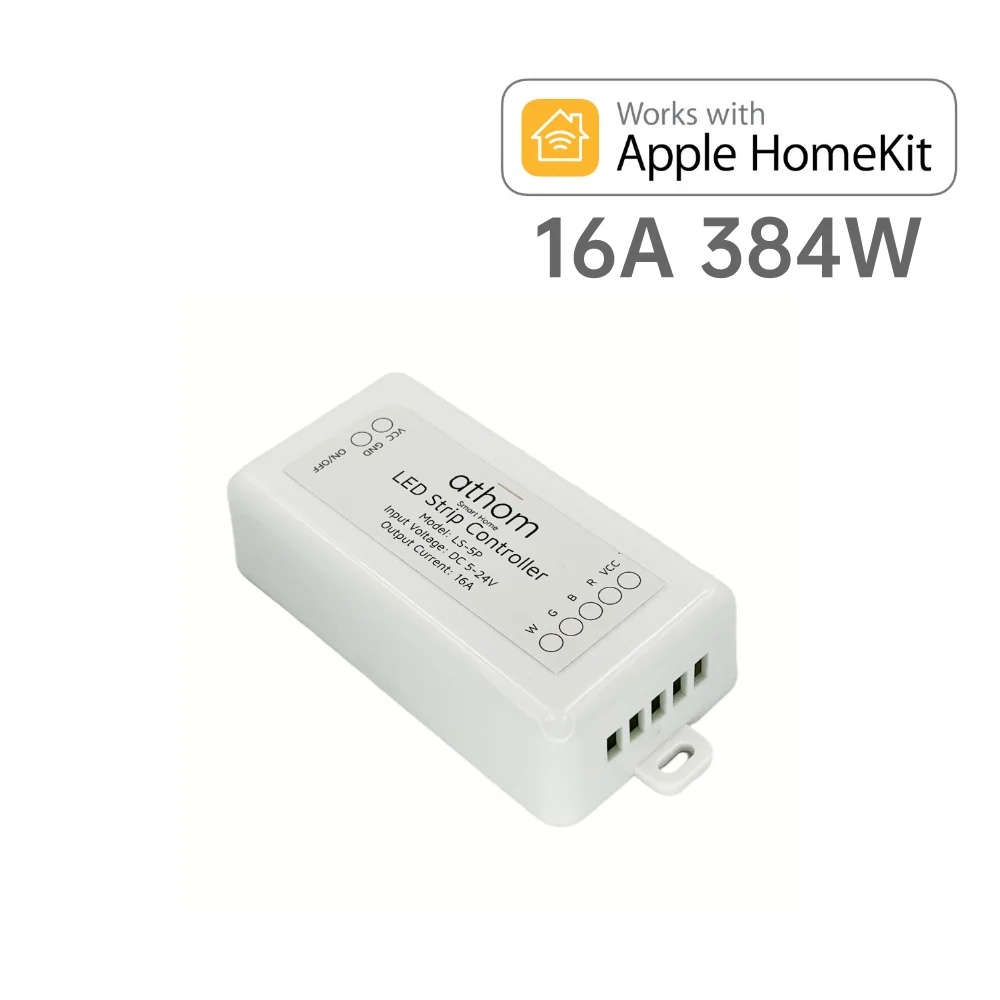

ATHOM Homekit High Power WIFi RGBW LED Light Strip Controller 5V-24V Siri Voice Control 384W