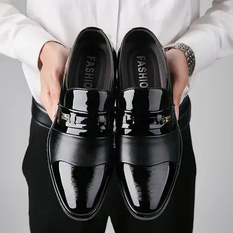 Туфли мужские из лакированной кожи, Классическая деловая обувь, итальянский стиль, модные, лето 2022, ty67