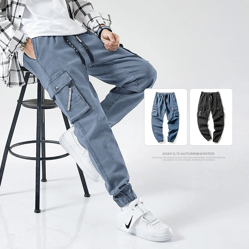 Men's Oversized Casual Multi-pocket Jeans Ins Fashion Brand Spring and Autumn Overalls Korean Version of Loose Nine-point Jeans