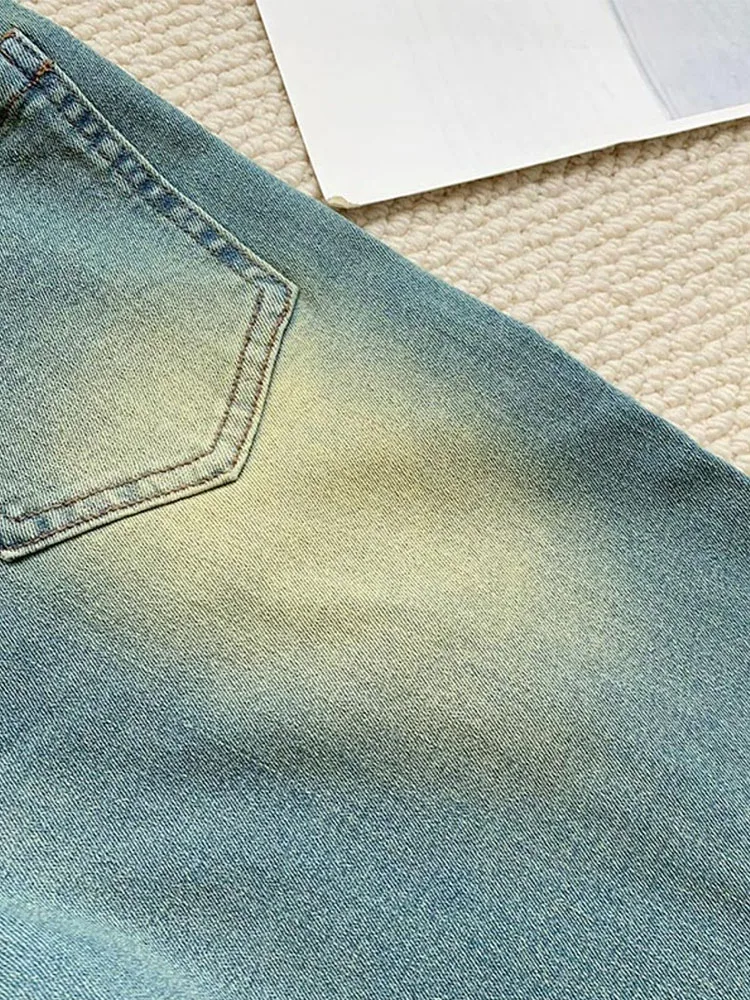 Американские ретро расклешенные джинсы с заниженной талией базовые женские