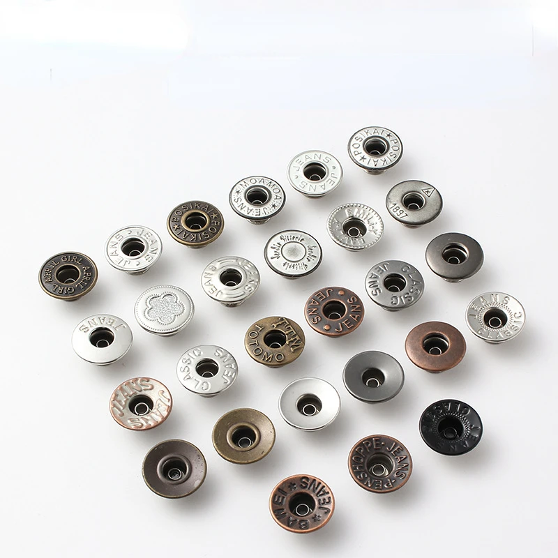 

High Quality 10pcs/Pack Metal Hollow I-Button Jeans Denim Clothes Round Brass Retro Style Bib Supplies Buttons