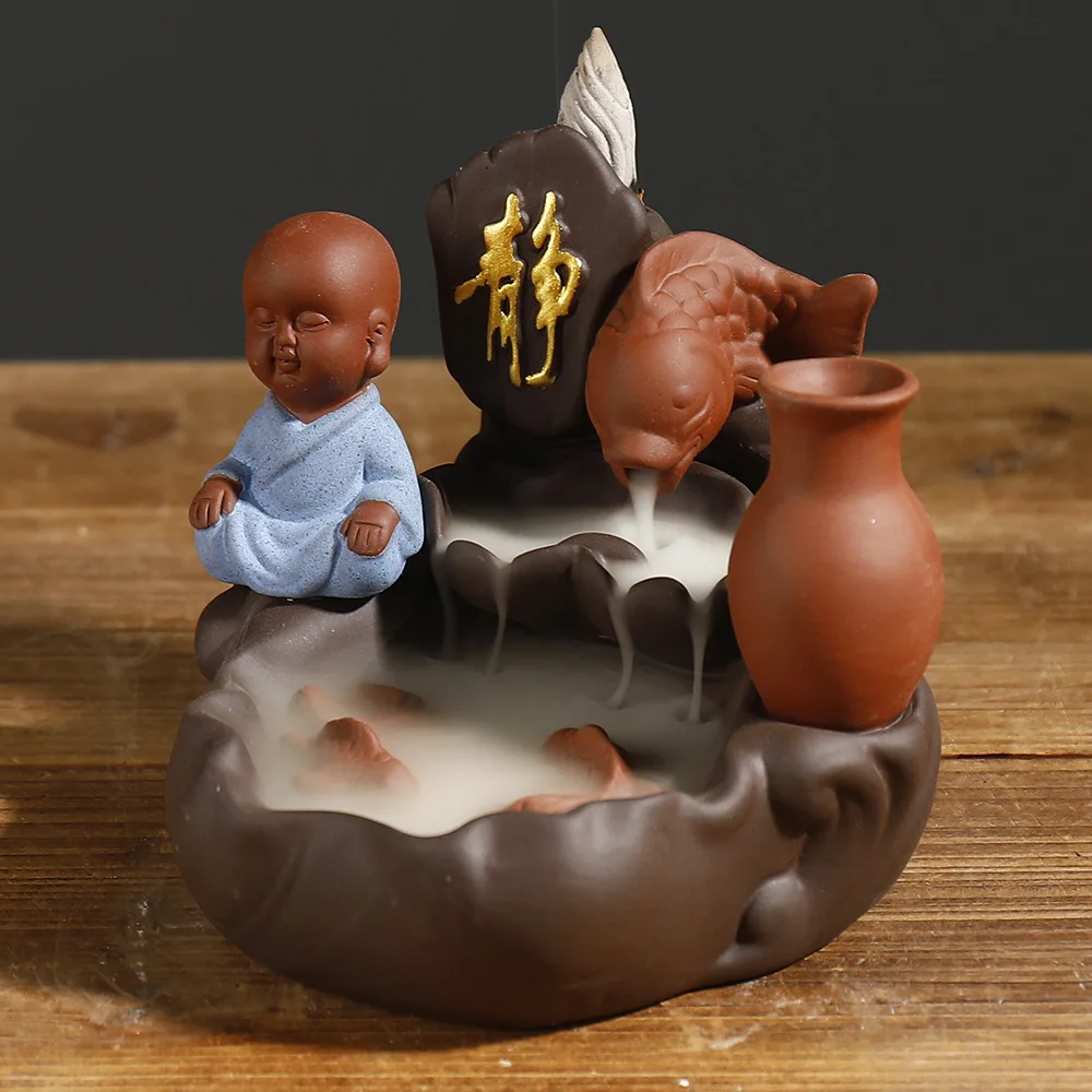 

Backflow Incense Burner Carp Smoke Waterfall Censer Ceramic Incense Stick Holder Gift Ornaments Creative Home Decor