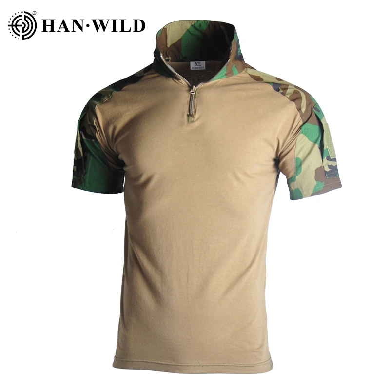 

HAN WILD Camouflage Shirt Tactical T-Shirt Men Short Sleeves Army Frog Suit Combat T-shirt Summer Military T-shirt Men Big Size