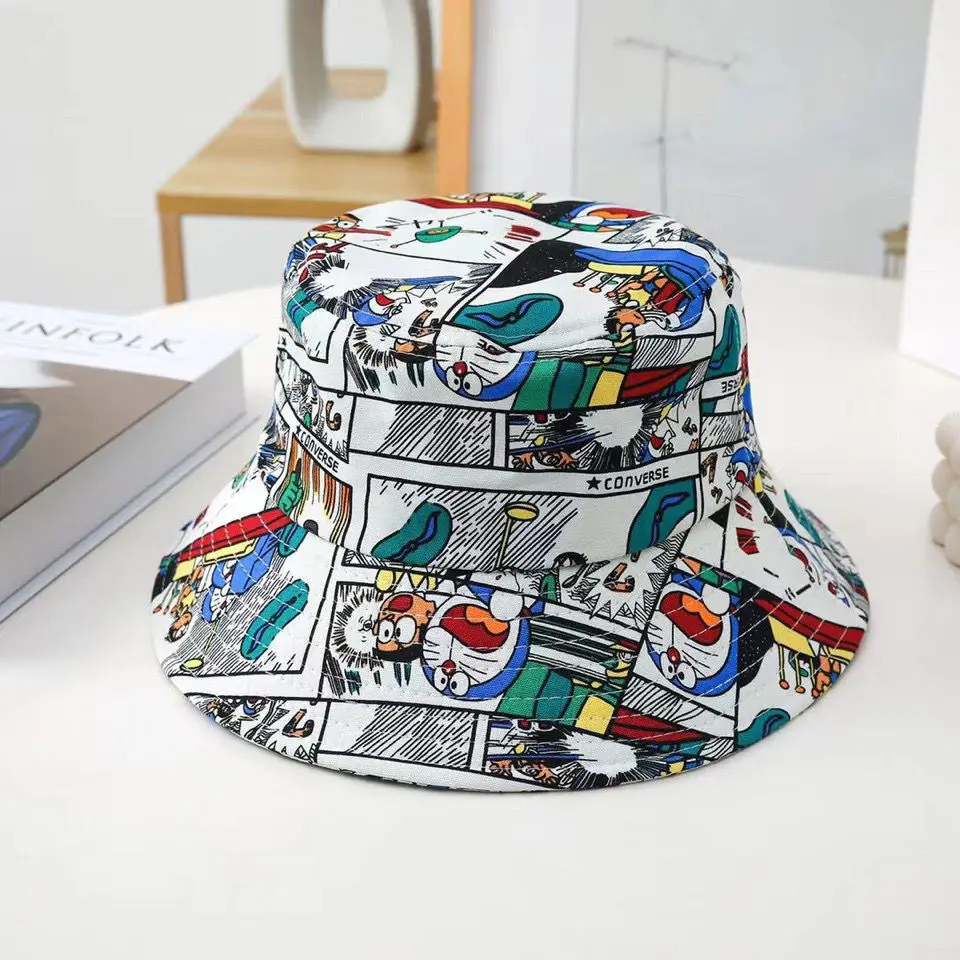 Nobi Nobita kedi yaz kova şapka kadın erkek sevimli renkli Panama şapka Anime Cosplay balıkçı şapkası balıkçı kap çocuklar çocuk hediye