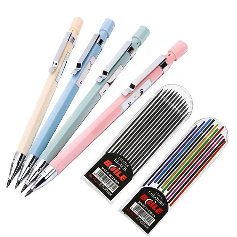 Thick-headed Mechanical Pencil Black Colors Lead Automatic Students Non-toxic Engineering Drawing Art Students