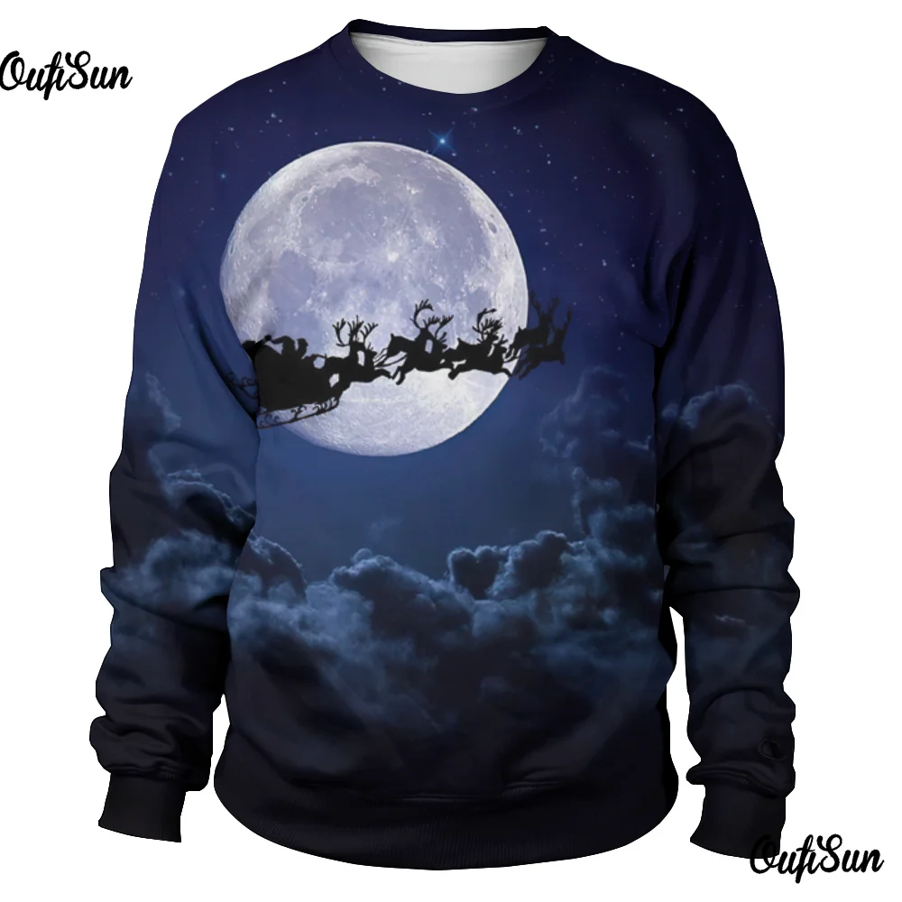 

Новинка 2024, Рождественские толстовки, мужские свитшоты, топы большого размера с длинным рукавом, мужские худи большого размера, популярная Рождественская одежда