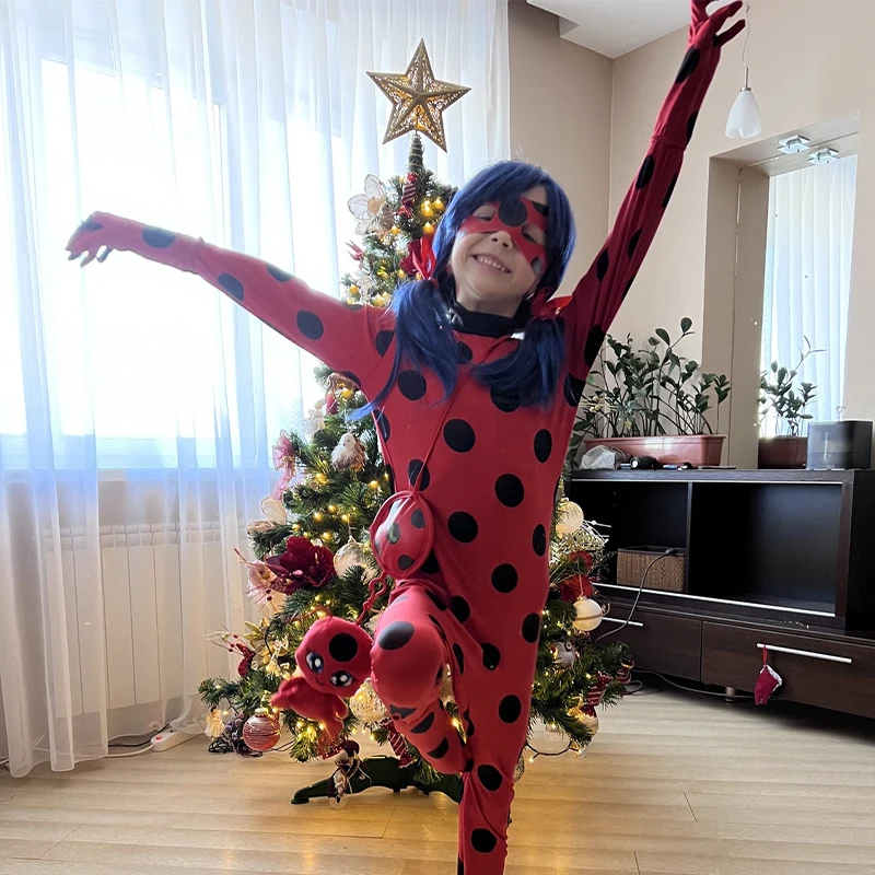 Ladybug Girl Cosplay Costume Stage Performance Spiderman Iron Man Venom Deadpool Miracle Black Cat Knoll Jumpsuit