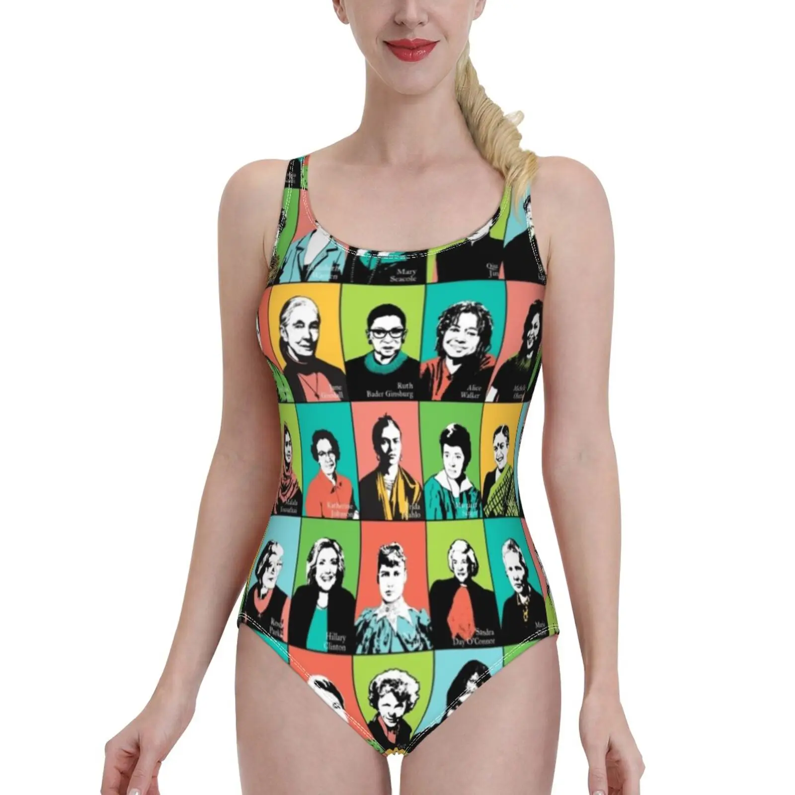 

Цельный купальник с феминистскими иконами, женский сексуальный Монокини, купальные костюмы, новые пляжные купальники для девочек, феминист...