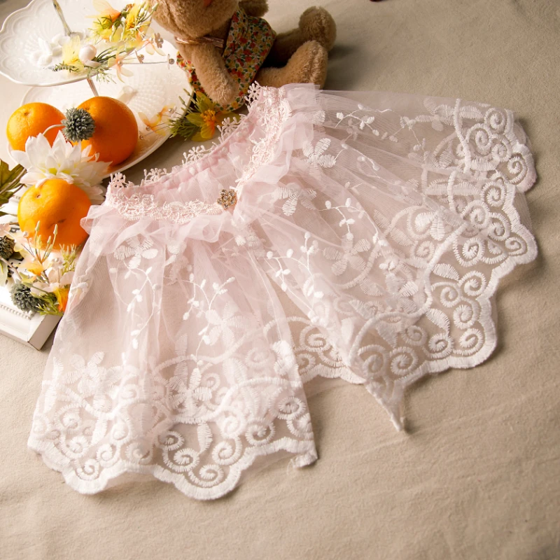 

Women's Spring Summer Vintage Pink Lace Pashmina Female Mesh Shawl Cloak Lace Collar R1086