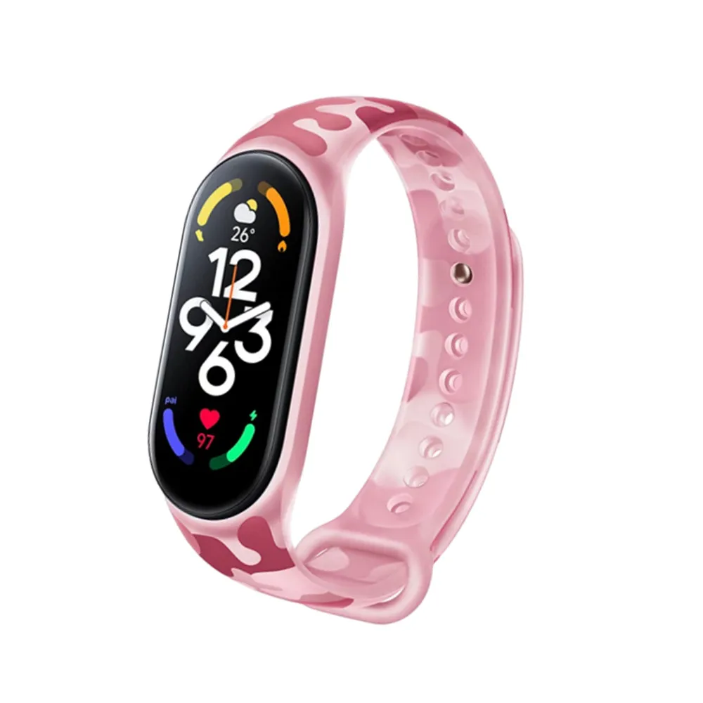 Fluorescent Camouflage Style TPU Sport Strap For Xiaomi Mi Band 7 6 5 Wristband Replaceable miband 7 bracelet watchband straps