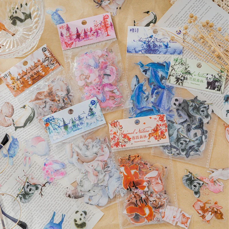 

40 pcs/pack Kawaii Cartoon animals Stickers Adhesive Diy Diary Album Scrapbooking material Stick Labels junk journal supplies