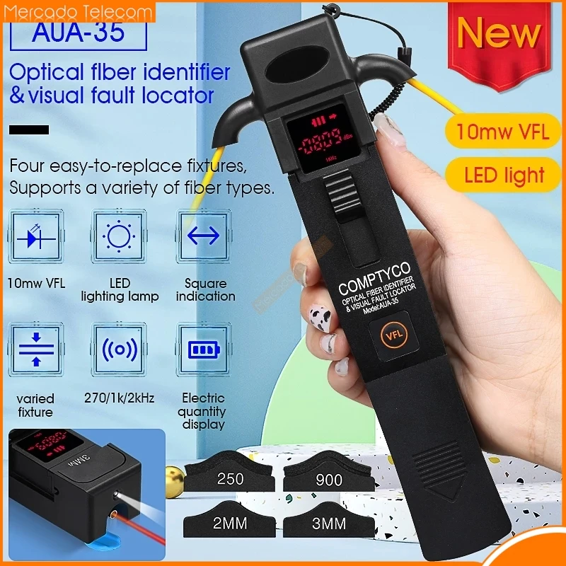 FTTH AUA-35 Optical Fiber Identifier and 10MW VFL + LED light Fiber Identifier Detector Free shipping