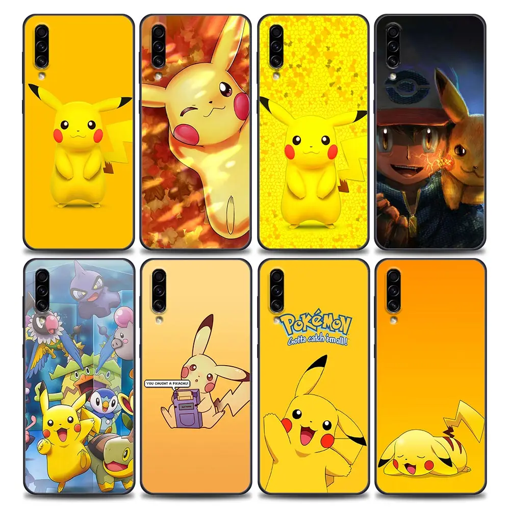 

Lovely Cute Cartoon Pikachu Pokemon Phone Case for Samsung A10 e S A20 A30 A30s A40 A50 A60 A70 A80 A90 5G A7 A8 2018 Silicone