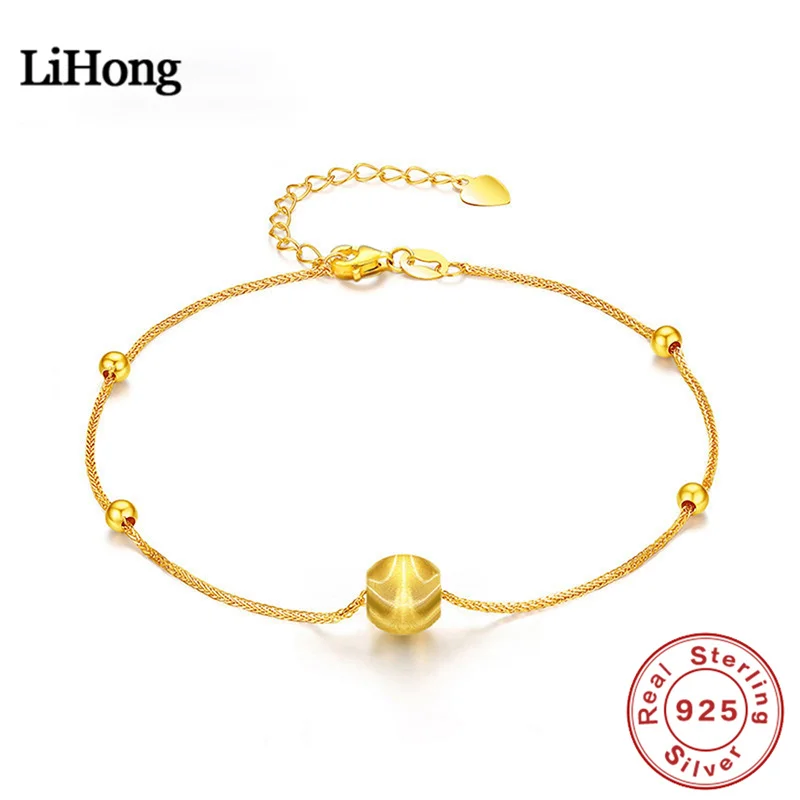 

Женский браслет из серебра 925 пробы, с бусинами на удачу