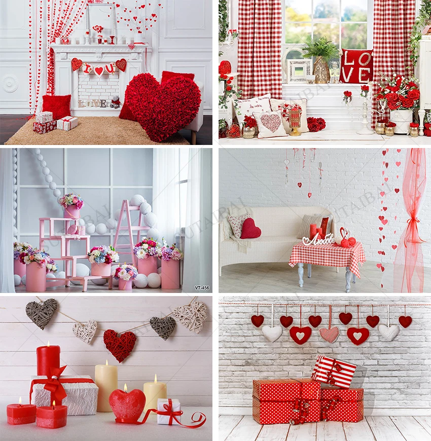 День Святого Валентина Белый Простой фон для фотосъемки Декор брак красный