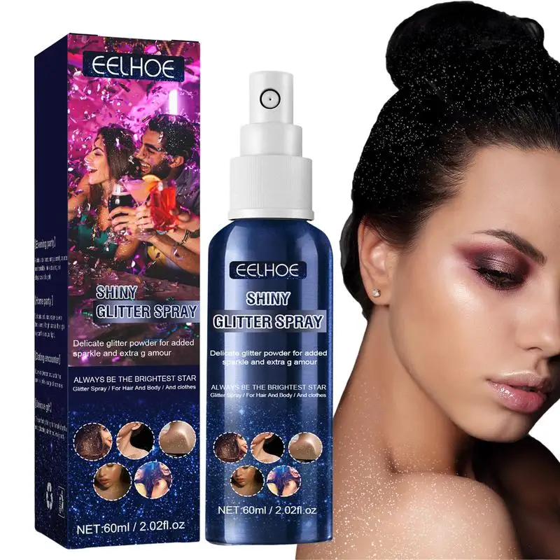 Shiny Glitter Spray Shiny Body Glitter For Clothes And Hair Highlight Powder Spray For Makeup Face Body Shiny Sparkle Makeup