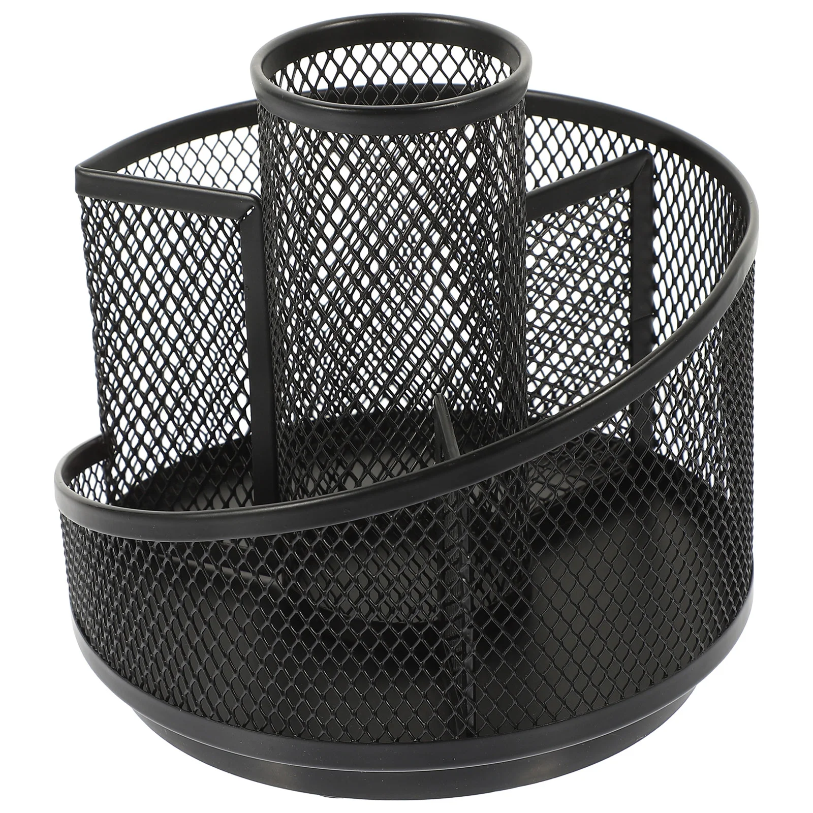 

Holder Pen Organizer Storage Desktop Box Metal Desk Brushmakeup Tabletop Rotating Cup Pot Officevanity Container