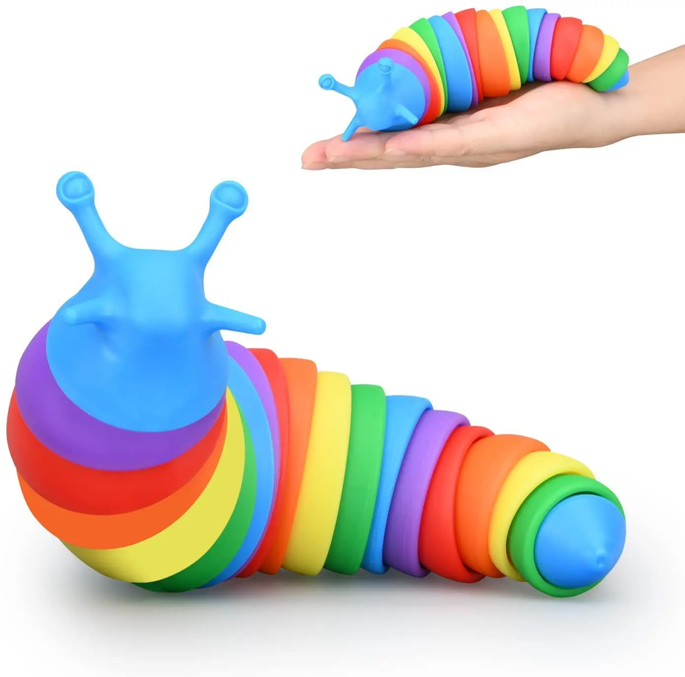 

Flexible Fingertip Sensory Novelty emulation Worm Toy Children Antistress Squirming Slug Gift Decompression Cute Rainbow Slug