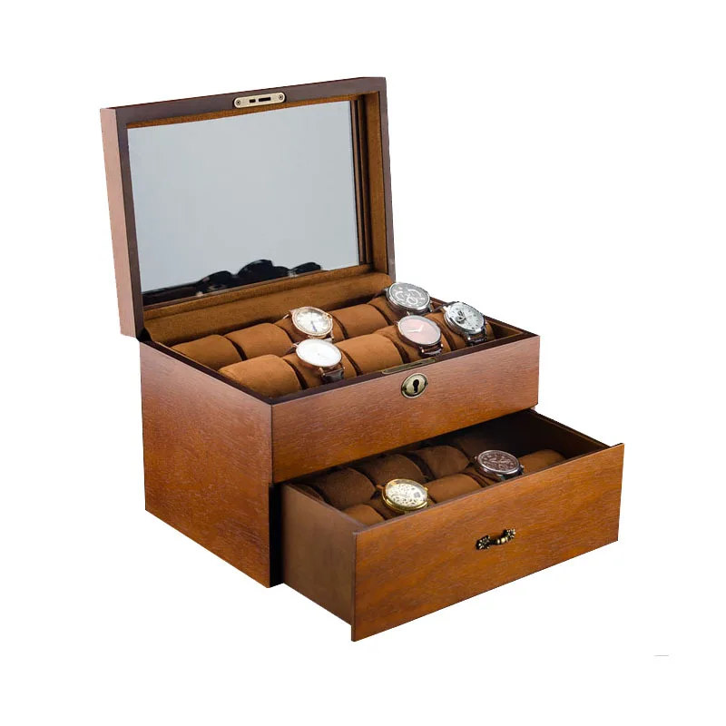 European-style ash wood double-layer 20-position watch box jewelry bracelet bracelet mechanical watch storage collection box