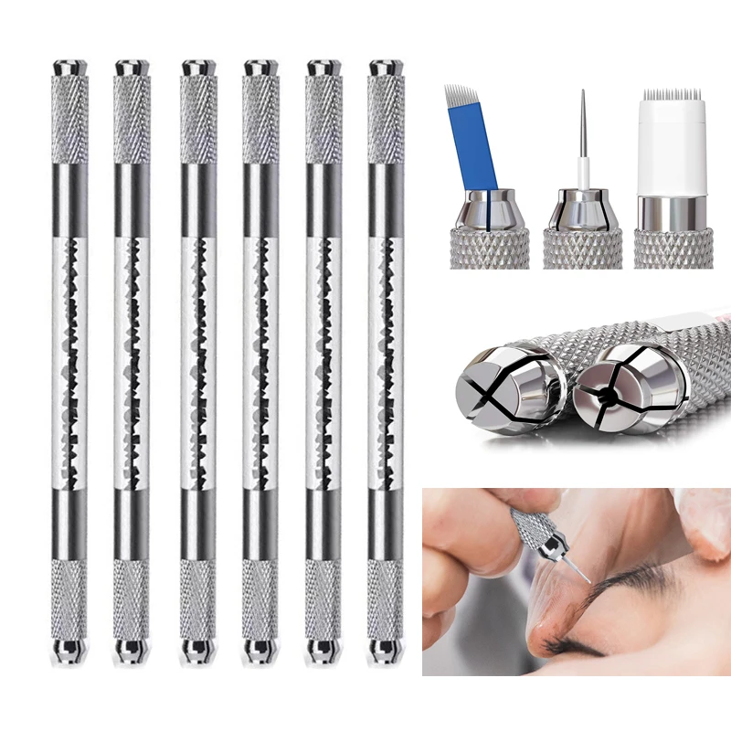 

Профессиональная двухсторонняя ручка для перманентного макияжа с кристаллами, ручка для микроблейдинга, ручка-держатель для бровей, губ, подводка для глаз, ручной инструмент