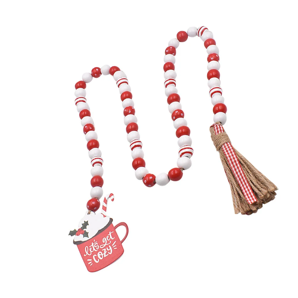 

Bead Garland Decor Beads Christmas Wood Hanging Woodenornament Farmhouse Tassels Garlands Tassel Home Rustic Stringpendant Tree