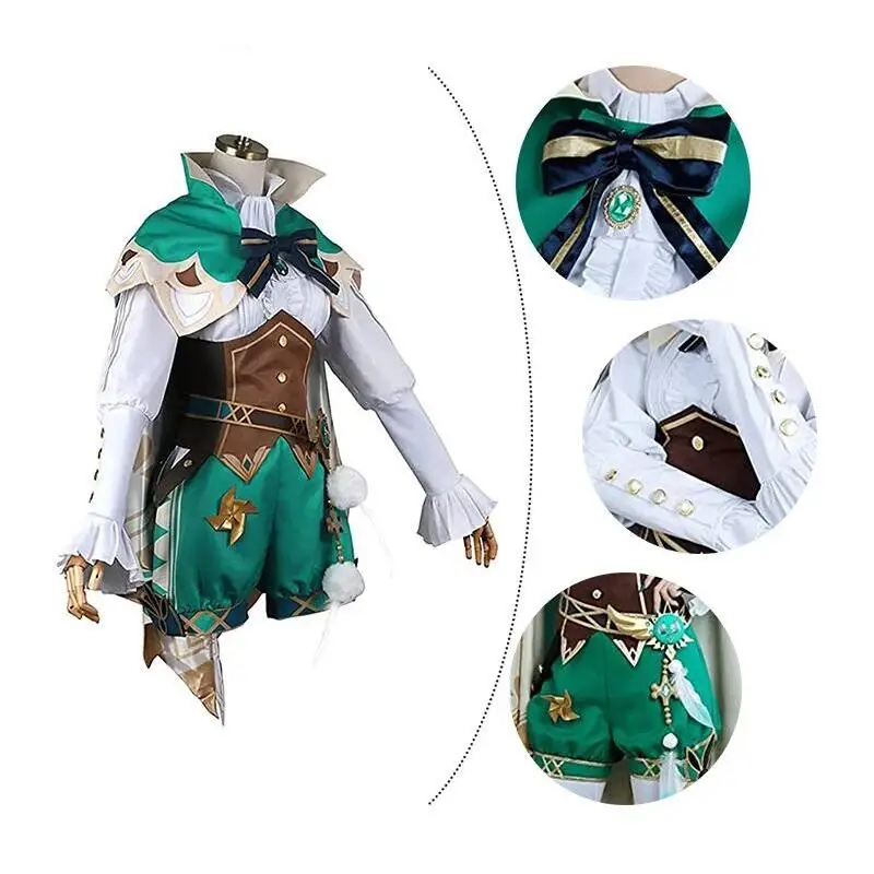 Костюм для косплея Venti парик шляпа плащ аксессуар костюм Хэллоуина женщин и