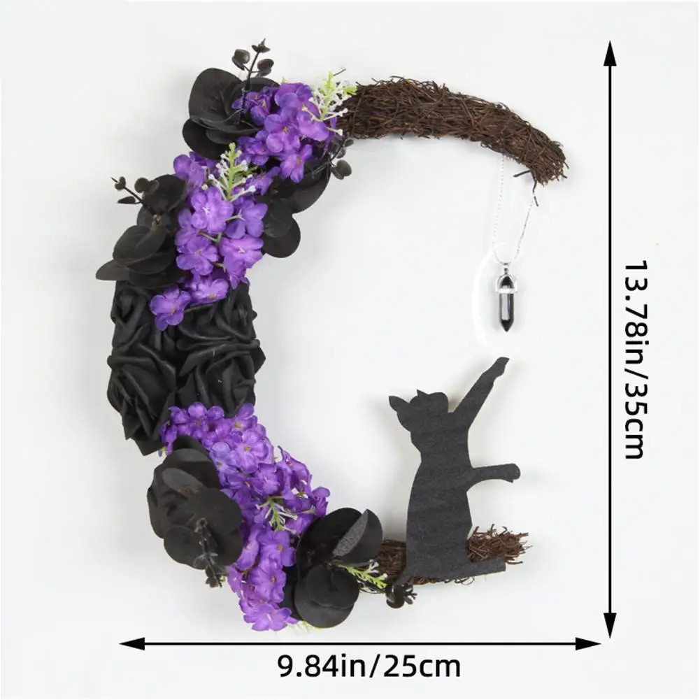 Halloween Wreath Moon For Rose Garland Front Door Decorations For Home Holiday Office Farmhouse Thanksgiving Ornament G E2c2 images - 6