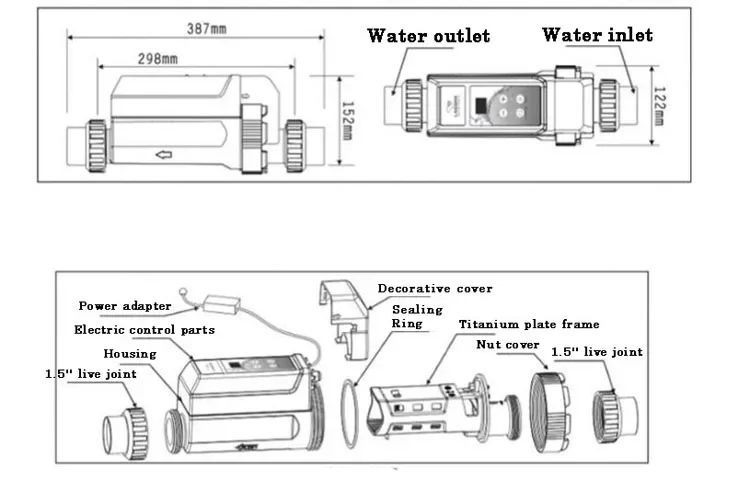 Генератор соли и хлора Машина для бассейна 8 г 12 16 20 г/час оборудования