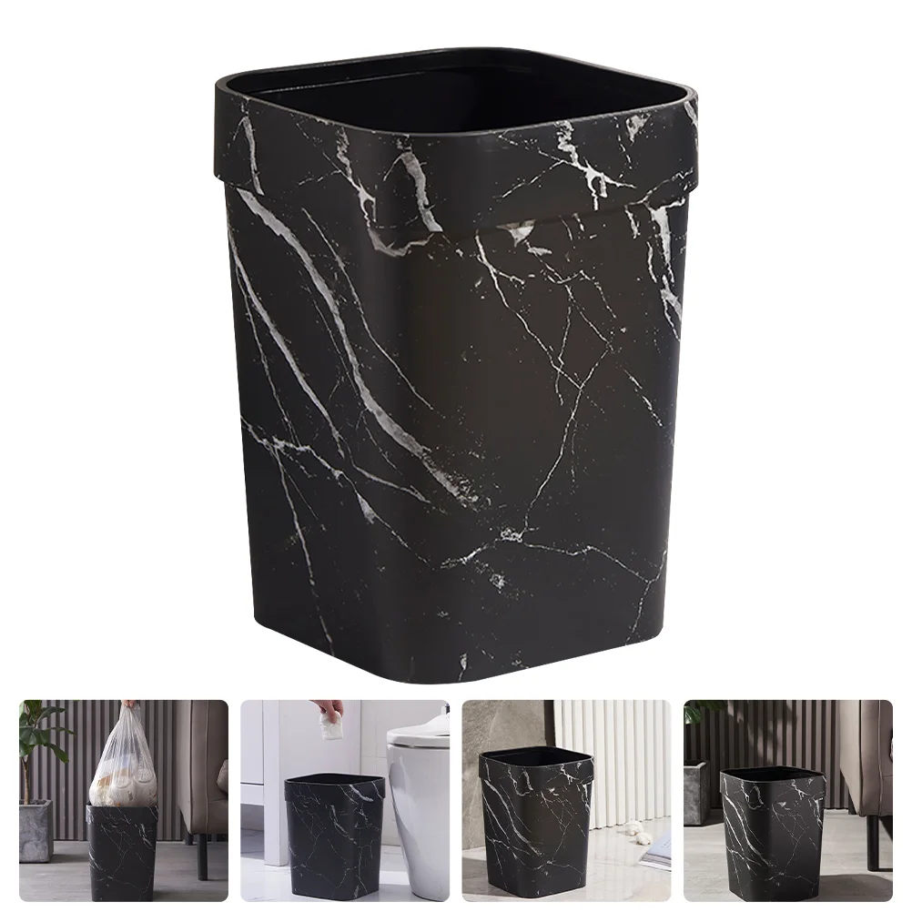 

Can Trash Bin Waste Garbage Basket Container Kitchen Office Bathroommarble Wastebasket Bedroom Paper Marbling Rubbish Room Black