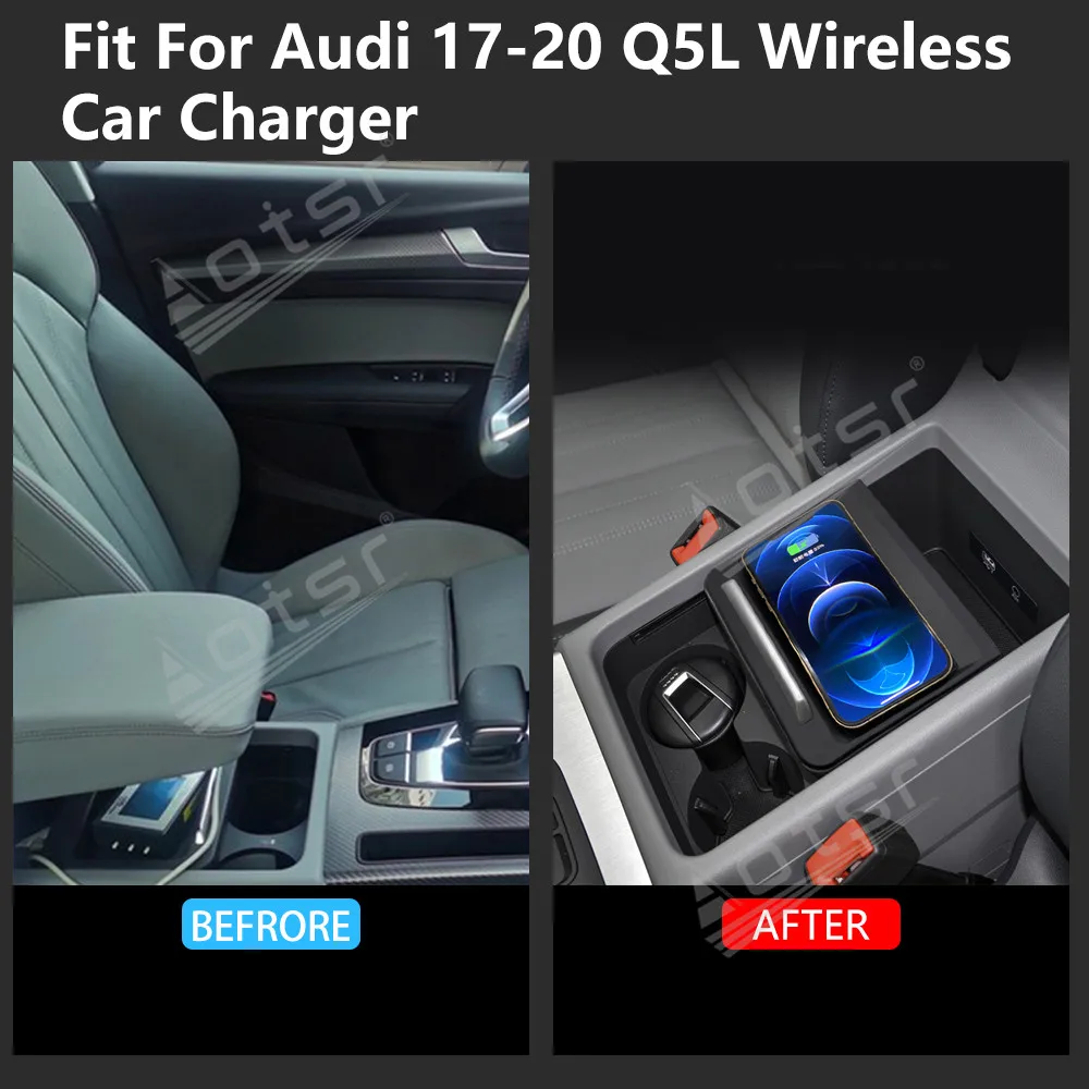

Беспроводная Быстрая Зарядка QI, 15 Вт, стандартная панель Android для AUDI Q5L 2018 2019 2020 2021, для IPhone, Huawei, Samsung