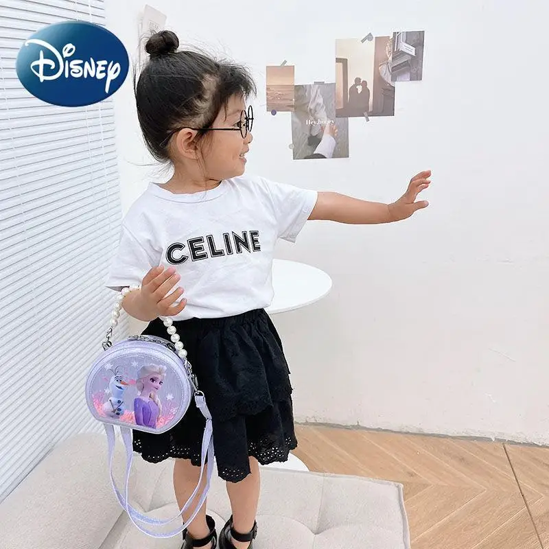Disney Frozen Princess Elsa Handbag for Girls' Lovely Princess Messenger Bag Coin Wallet 2023 Luxury Designer Crossbody Bags