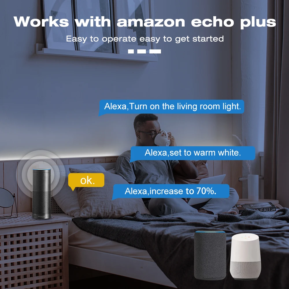 Фото 5M 10M 20M Tuya Zigbee 3.0 COB CCT Светодиодная лента Dual White Room Decor Light 2.4G RF Dimming Touch Remote f Alexa Google SmartThings №2