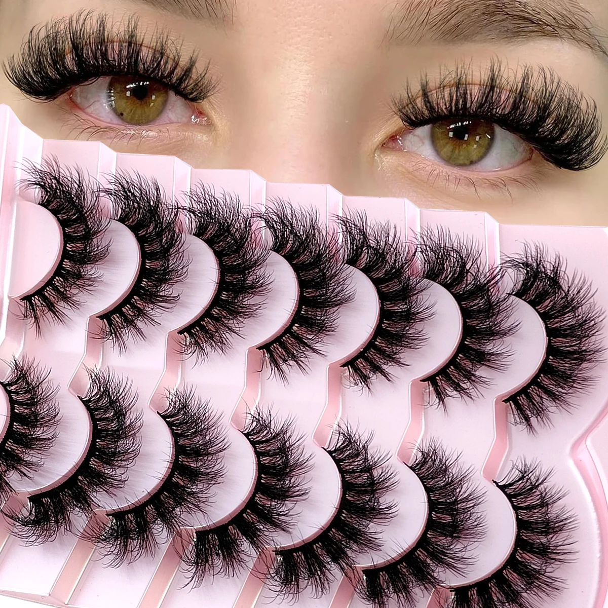 Nowość 7 par rzęs do makijażu Miękkie puszyste sztuczne rzęsy 3D z norek Grube ręcznie robione Faux Cils Naturalne