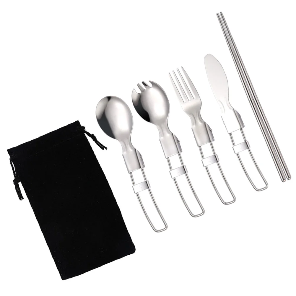 

1 Set Portable Camping and Picnic Tableware Stainless Steel Fork Spoon