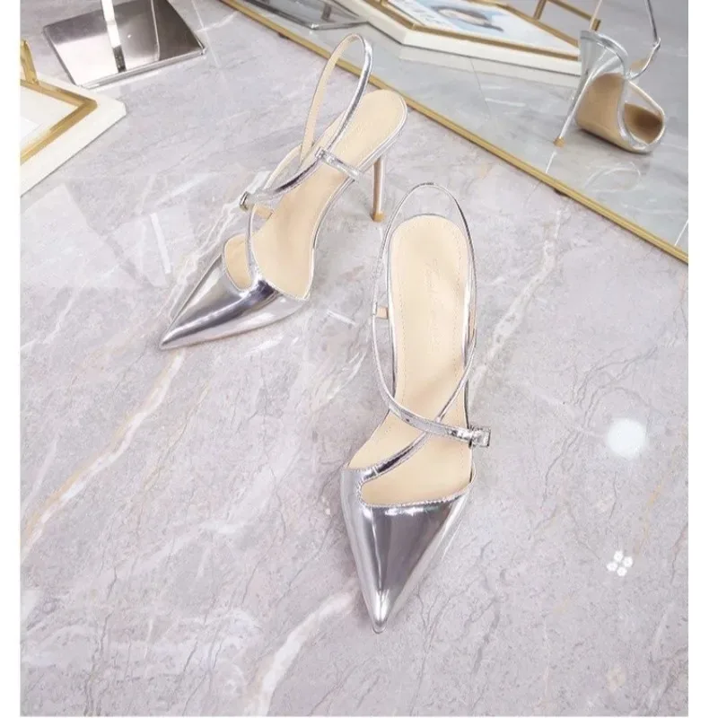 Новые золотистые серебряные туфли-лодочки женские модные остроконечные