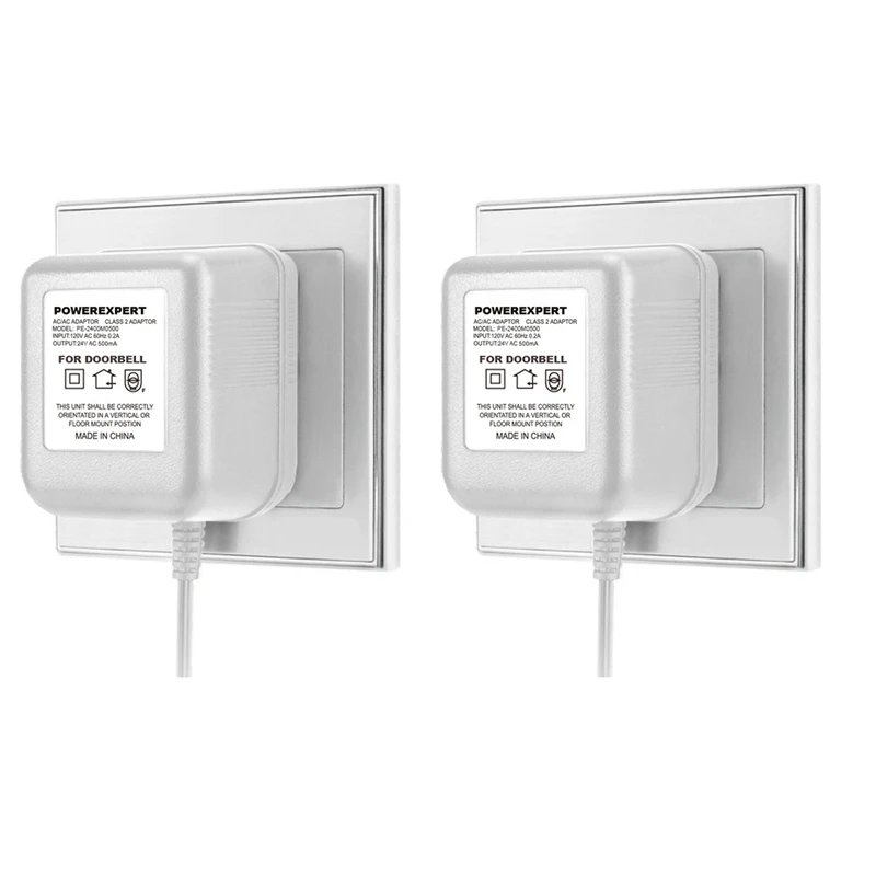 

2X 24V 500MA Video Doorbell Transformer 8 Meter Cable Camera Power Supply Adapter Charger For IP Intercom Ring(EU Plug)