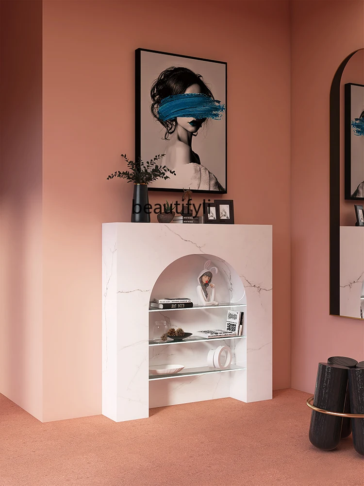 

zq Fireplace Decorative Wall Cabinet Simple Modern Display Cabinet with Lights Creative Extremely Narrow Storage Rack