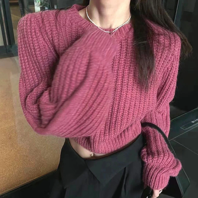 Женские вязаные свитера с круглым вырезом на осень и зиму корейский свободный