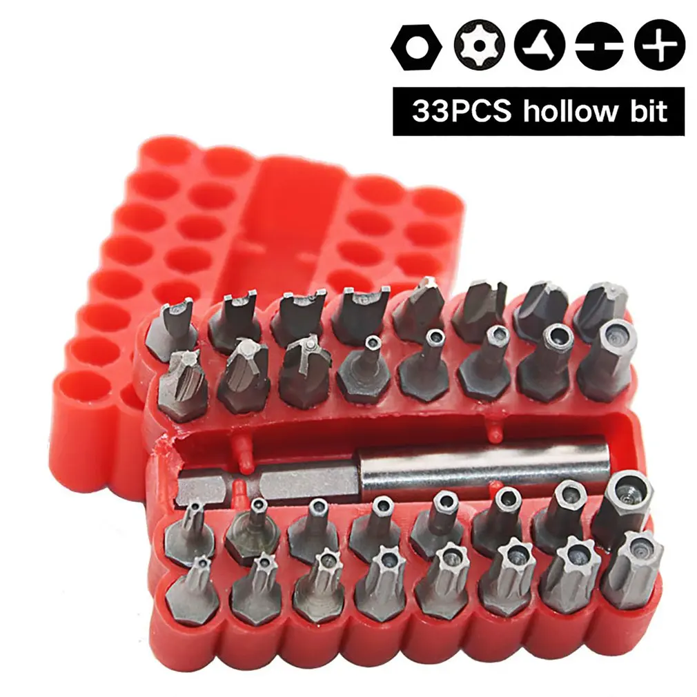 

33pcs Security Bit Set with Magnetic Extension Bit Holder Tamper Star Screwdriver Bits Set Quick Release Bit Holder