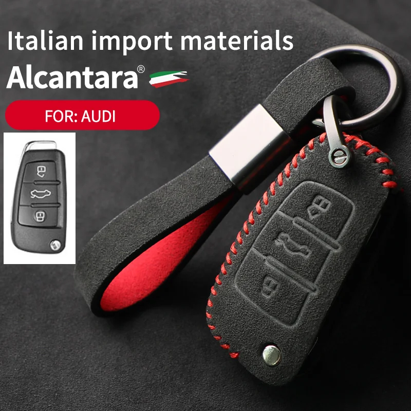 

New Alcantara Suede 3D Stereo Fashion Car Key Case Cover Shell Fob for Audi A1 A3 A6 A6L Q2 Q3 Q7 TTS R8 S6 RS3 Accessories