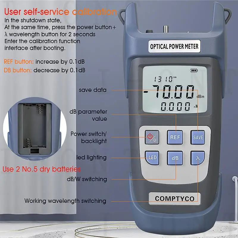 COMPTYCO FTTH Fiber Optical Power Meter AUA-G710A/G510A Fiber Optical Cable Tester -70dBm~+10dBm/ -50dBm~+26dBm SC/FC Connector