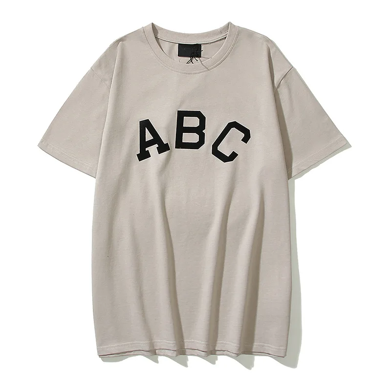 

2022 Summer Women T-Shirt ABC Letter Top Cotton Loose Men High Street Top Solid Short Sleeve
