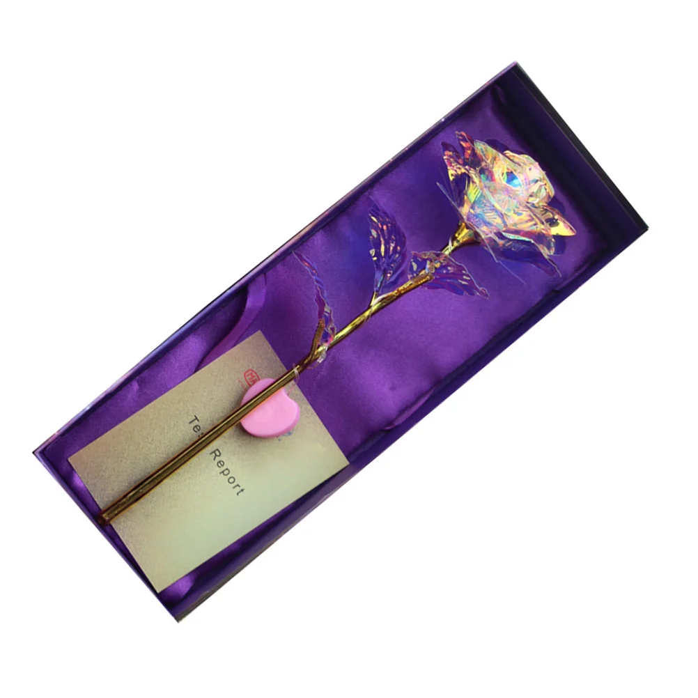

1pc Gift Rose Chic Fashion Stylish Creative Foil Rose Flower Colorful Golden Rose Gift Box Valentine's Day Gift Box