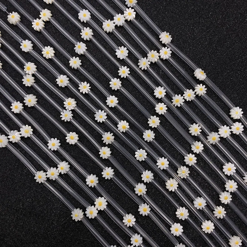 

10pcs Natural Shell Beads White Sea Beads Loose Beads Mini Daisy Flower Charm Charm for Jewelry DIY Making Earrings Accessories