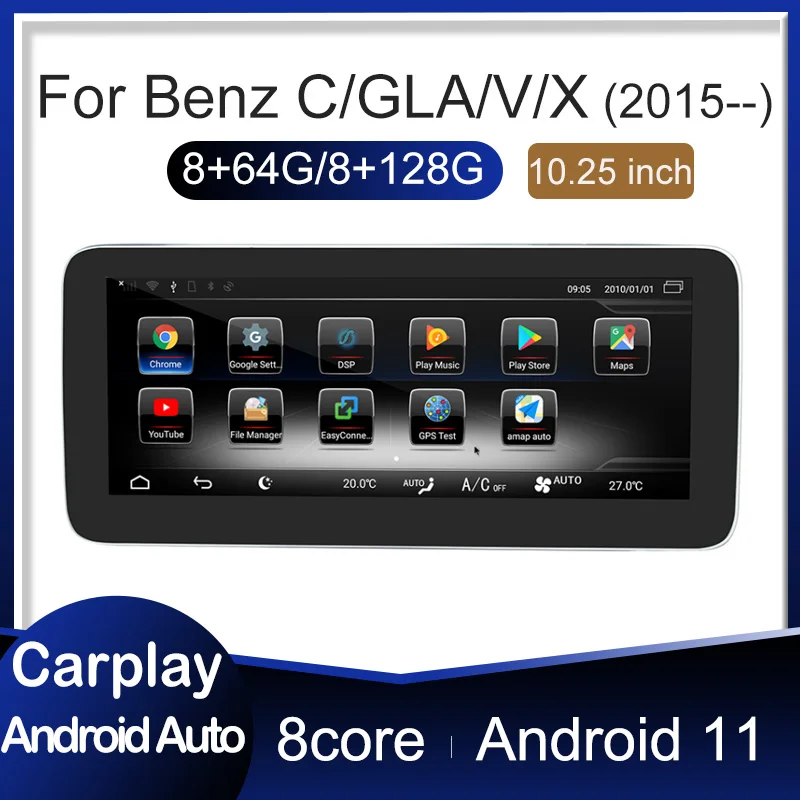 

Умная модель для Benz C-W205 GLX-X253 10,25 дюйма, Android 11, автомагнитола с GPS Навигатором, автомагнитола, автомобильная стереосистема, мультимедиа