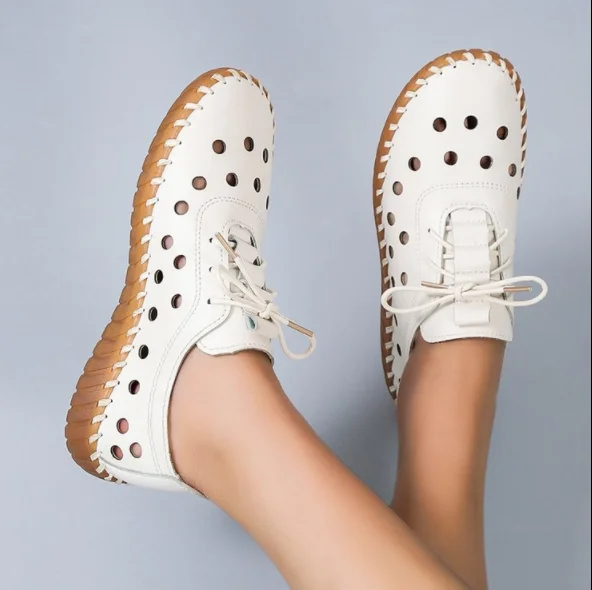

2022 Women Fashion Sweet Soft Comfort Spring Hollow Out Flat Shoes Lady Casual Summer Light Weight Summer Shoes