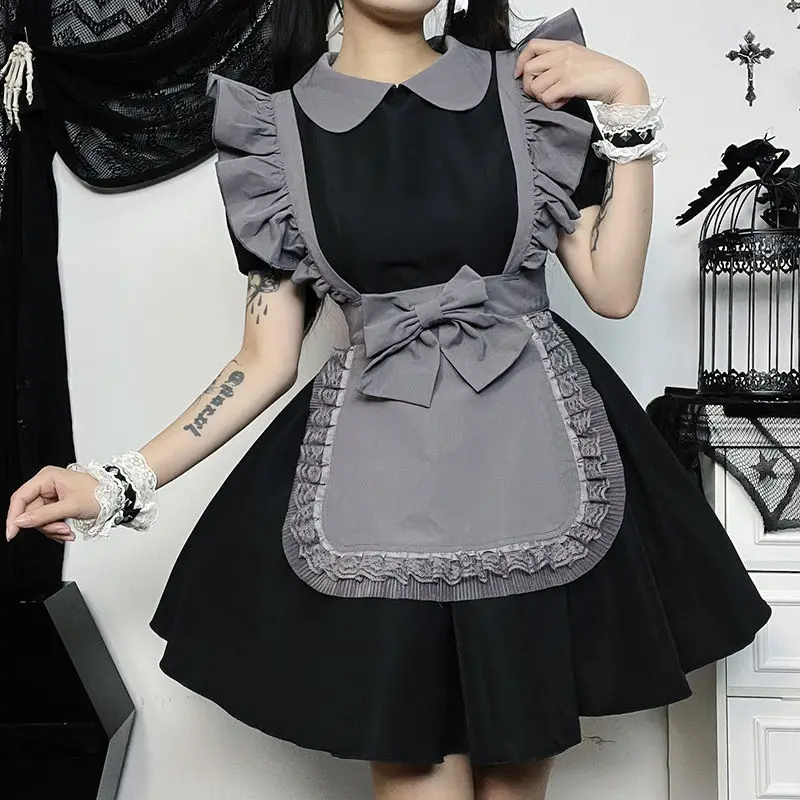

NIGGEEY DarkLook Готическая Лолита платье служанки для Хэллоуин Униформа Женская манга конический комплект из двух частей