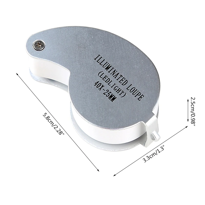 

Upgraded 40X Illuminated Jewelers Eye Loupe Jewelry Magnifier with LED Light & Keychain Hole Foldable for Reading Hobby